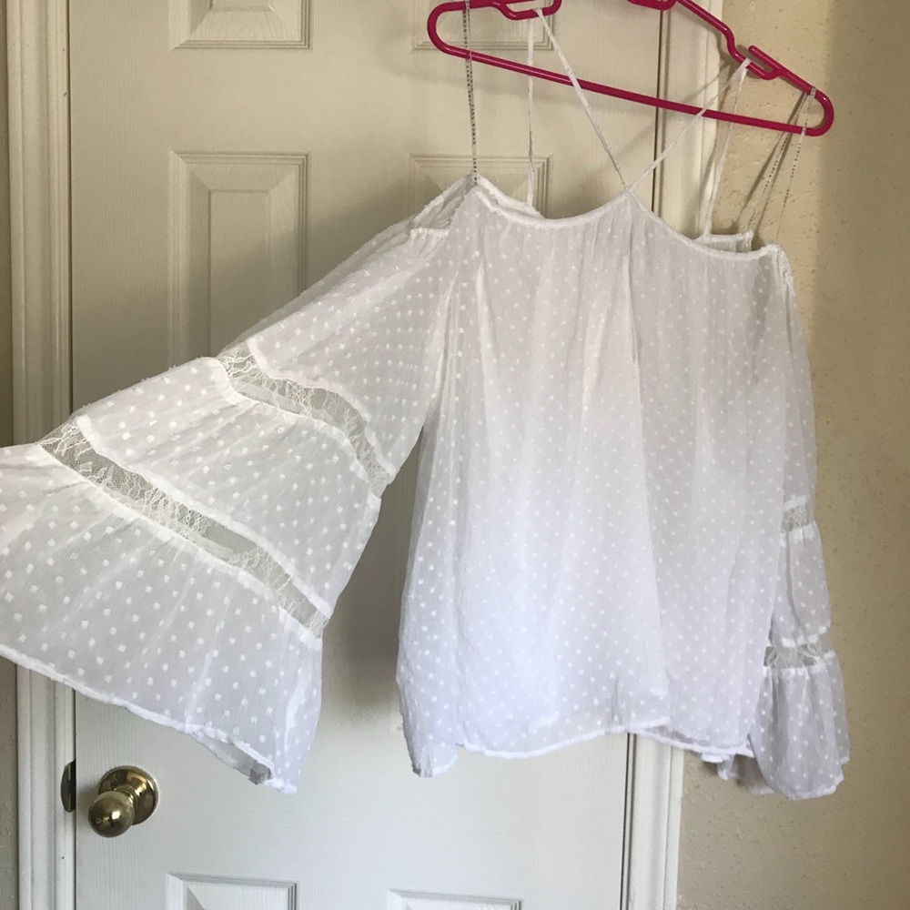 Zara off the shoulder flared sleeve top